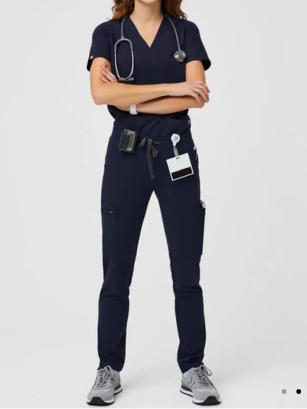Figs Set - Navy Yola Skinny Pants and Catarina Scrub Top - SMALL